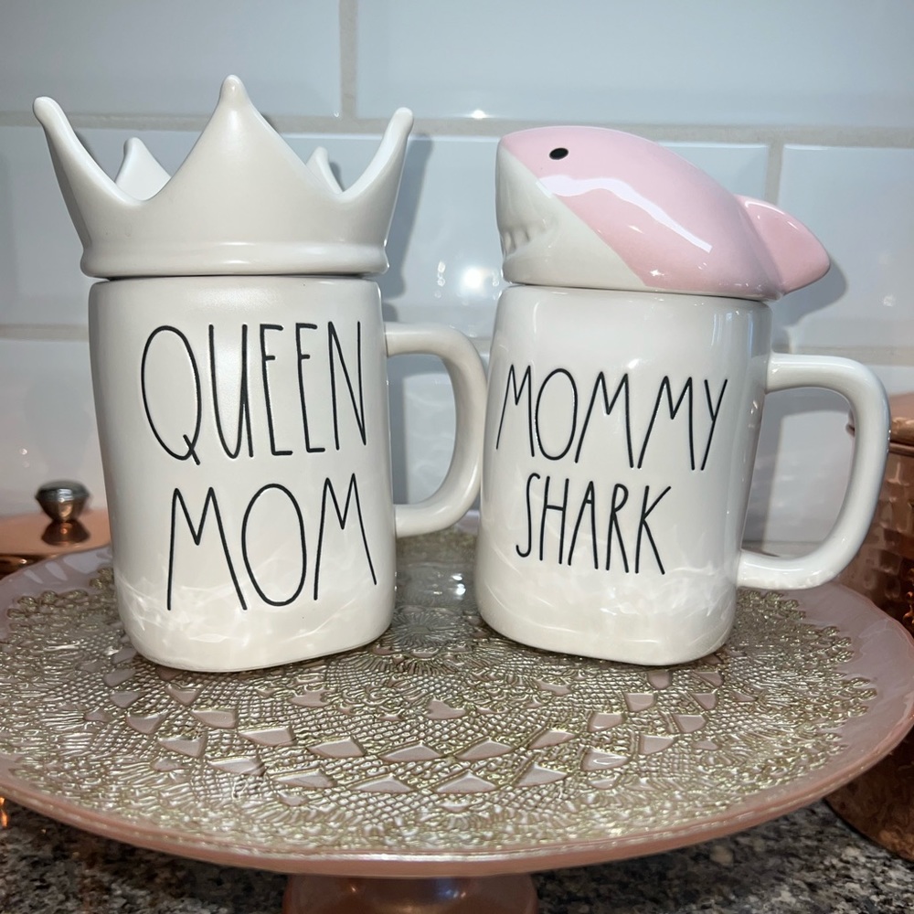 Rae Dunn Mother's Day Lot 2 Cups With Toppers